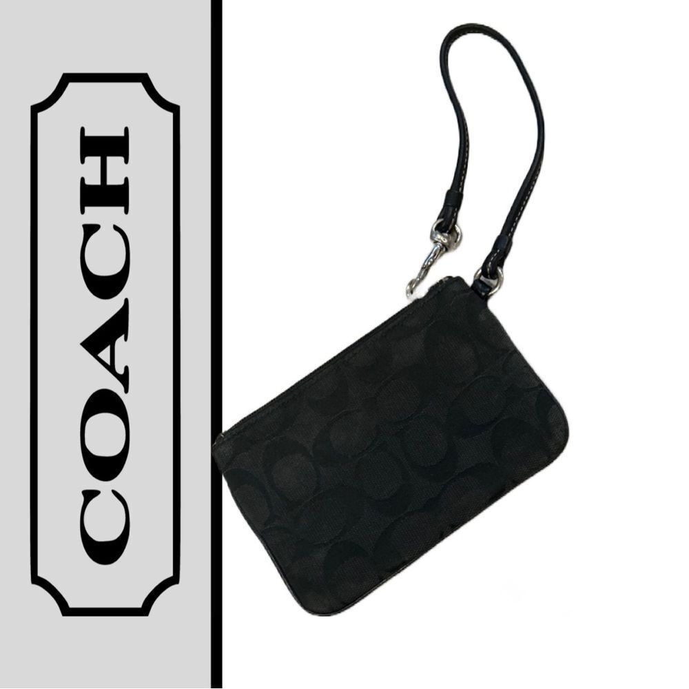 Coach Signature Black Small Wristlet - Picture 2 of 2